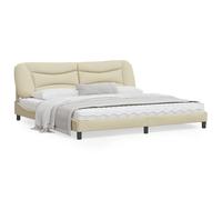 vidaXL Cadre de lit avec lumières LED crème 200x200 cm tissu