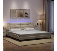 Vidaxl Cadre De Lit Avec Lumières Led Crème 200x200 Cm Tissu