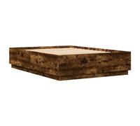 vidaXL Cadre de Lit avec Lumières LED, Lit Double avec Sommier à Lattes, Lit Adulte de Chambre, Moderne, Chêne Fumé 160x200 3209601