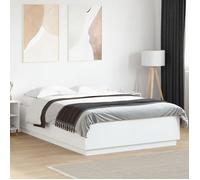 Vidaxl Cadre De Lit Avec Lumières Led Blanc 160x200 Cm Bois Ingénierie Blanc