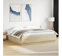 Vidaxl Cadre De Lit Avec Lumières Led Chêne Sonoma 180x200 Cm
