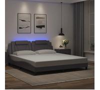 vidaXL Cadre de Lit avec Lumières LED, Lit Rembourré avec Coussin, Lit Double, Lit Adulte Chambre, Moderne, Gris 180x200 cm 3214039