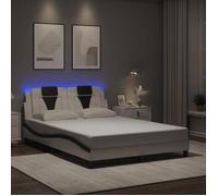 vidaXL Cadre de Lit avec Lumières LED Lit Rembourré avec Coussin Lit Double Lit Adulte Chambre Moderne Blanc Noir 3214028