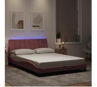vidaXL Cadre de Lit avec Lumières LED Lit Rembourré avec Sommier à Lattes Lit Double Lit Adulte Moderne Rose 140x190 cm 3213780