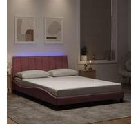 vidaXL Cadre de Lit avec Lumières LED, Lit Rembourré avec Sommier à Lattes, Lit Double, Lit Adulte, Moderne, Rose 120x200 cm 3213774 Rose