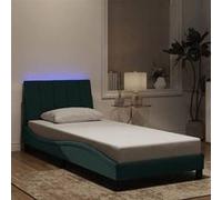 vidaXL Cadre de lit Hanko avec LED Velours Gris foncé 180x200 cm Sans matelas