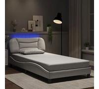 Vidaxl Cadre De Lit Avec Lumières Led Blanc 100x200 Cm Similicuir Blanc