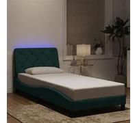 vidaXL Cadre de lit en velours avec LED sans matelas Noir 140x190 cm Double
