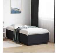 vidaXL Cadre de Lit avec Lumières LED, Lit Simple avec Sommier à Lattes, Lit Adulte de Chambre, Moderne, Noir 90x190 cm Bois