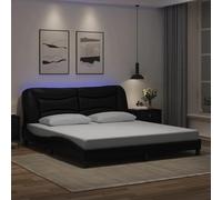 Vidaxl Cadre De Lit Avec Lumières Led Noir 180x200 Cm Similicuir Noir