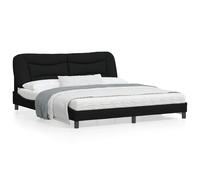 Cadre de Lit avec Lumières LED, Lit Rembourré avec Coussin de Tête de Lit, Lit Double, Lit Adulte Chambre, Moderne, Noir 180x200 cm Tissu