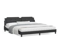 Cadre de Lit avec Lumières LED, Lit Rembourré, Lit Double, Lit Adulte de Chambre à Coucher Intérieur, Moderne, Noir 200x200 cm Similicuir