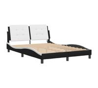 Vidaxl Cadre De Lit Avec Lumières Led Noir Blanc 120x200 Cm Similicuir Blanc