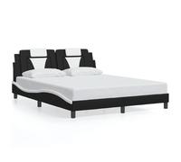 vidaXL Cadre de lit Viana – Similicuir noir/blanc avec LED – 160x200 cm
