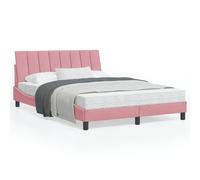 vidaXL Cadre de Lit avec Lumières LED, Lit Rembourré avec Sommier à Lattes, Lit Double, Lit Adulte, Moderne, Rose 120x200 cm 3213774 Rose