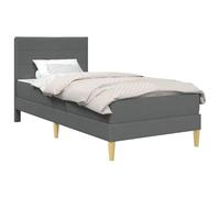 vidaXL Cadre de lit avec Matelas 2 pcs Gris foncé 90 x 190 cm Tissu, Cadre de lit Chic, Design rectangulaire, contreplaqué Durable, Matelas en Mousse Confortable, pièce maîtresse élégante