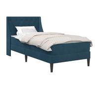 vidaXL Cadre de lit avec Matelas avec Matelas Bleu 90 x 200 cm Velours, Cadre de lit en Velours Tendance, Design rectangulaire, Pieds Noirs durables, mobilier Chic pour Un Sommeil Confortable