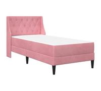 vidaXL Cadre de lit avec Matelas avec Matelas Rose 90 x 200 cm Velours, Cadre de lit en Velours Tendance, Design rectangulaire, Pieds Noirs durables, mobilier Chic pour Un Sommeil Confortable