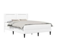 vidaXL Cadre de lit avec Matelas Blanc 160 x 200 cm Simili Cuir, Cadre de lit Moderne, Design rectangulaire pour la Chambre, Un sanctuaire de Sommeil élégant avec Style