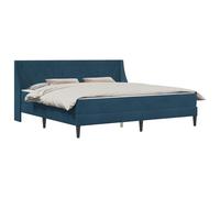 vidaXL Cadre de lit avec Matelas Bleu 200 x 200 cm Velours, Cadre de lit en Velours Tendance, Design rectangulaire, Pieds Noirs durables, mobilier Chic pour Un Sommeil Confortable