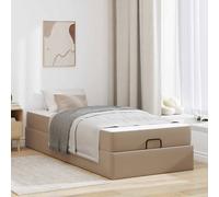 vidaXL Cadre de lit avec Matelas avec Matelas 2 pcs Tan PVC, Améliorez Votre Chambre, lit Moderne avec Rangement sous Le lit, mobilier Minimaliste pour Un Sommeil apaisant