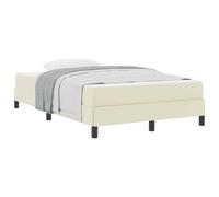 vidaXL Cadre de lit avec Matelas Crème 120 x 200 cm Tissu, Cadre de lit Moderne rectangulaire, Bois Durable, Confort Multi-Zones, Matelas à Ressorts ensachés, Meuble de Sommeil