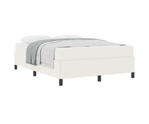 vidaXL Cadre de lit avec Matelas Crème 140 x 190 cm Tissu, Cadre de lit Moderne, Design rectangulaire et Robuste pour Un Bon Sommeil, Bois d'ingénierie avec Matelas à Ressorts