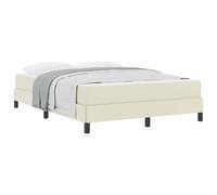 vidaXL Cadre de lit avec Matelas Crème 140 x 200 cm Tissu, Cadre de lit Moderne rectangulaire, Bois Durable, Confort Multi-Zones, Matelas à Ressorts ensachés, Meuble de Sommeil