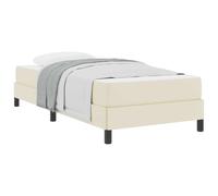 vidaXL Cadre de lit avec Matelas Crème 90 x 190 cm Tissu, Cadre de lit Moderne rectangulaire, Bois Durable, Confort Multi-Zones, Matelas à Ressorts ensachés, Meuble de Sommeil