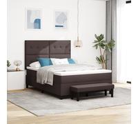 vidaXL Cadre de lit avec matelas Ensemble de 2 Blanc Tissu 140 x 200 cm