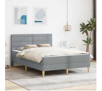 vidaXL Cadre de lit avec matelas Gris clair 140 x 190 cm tissu 3415108