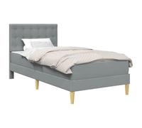 vidaXL Cadre de lit avec Matelas Gris Clair 90 x 190 cm Tissu, Chambre Moderne, Cadre de lit rectangulaire, Ensemble de Sommeil Durable, Matelas en Mousse, Solution élégante