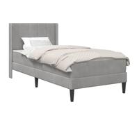 vidaXL Cadre de lit avec Matelas Gris Clair 90 x 190 cm Velours, Mobilier de Chambre, Cadre de lit Moderne, Design Contemporain, Velours Durable, Essentiel pour Un Sommeil stylé