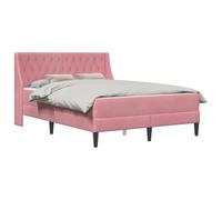 vidaXL Cadre de lit avec Matelas Rose 120 x 200 cm Velours, Cadre de lit en Velours Tendance, Design rectangulaire, Pieds Noirs durables, mobilier Chic pour Un Sommeil Confortable