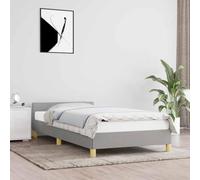 vidaXL Cadre de Lit avec Panneau de Tête, 90x200 cm, Couchage Simple, Style Moderne, Gris Clair, Revêtement en Tissu, Contreplaqué et Bois Reconstitué, Mobilier de Chambre, Pieds Solides