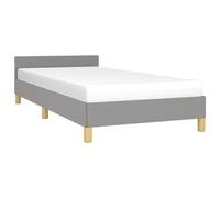 vidaXL Cadre de Lit avec Panneau de Tête, 90x200 cm, Couchage Simple, Style Moderne, Gris Clair, Revêtement en Tissu, Contreplaqué et Bois Reconstitué, Mobilier de Chambre, Pieds Solides