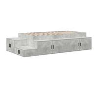 vidaXL Cadre de Lit avec Rangement 100X200 cm Gris Béton avec Compartiments Cachés & Beaucoup d'Espace pour Organiser ta Chambre
