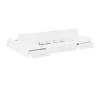 vidaXL Cadre de lit avec Rangement avec tête de lit Blanc 120 x 190 cm, Cadre de lit Moderne et stylé, tiroir intégré, Design Gain de Place, Bois Massif pour Organiser la Chambre