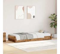 Lit de Rangement en Bois Vieilli, avec des panneaux en aggloméré et en ingénierie, qui prend un matelas de 190 x 90 cm. Il est spacieux avec des tiroirs intégrés. Son style est moderne et il s'assembl