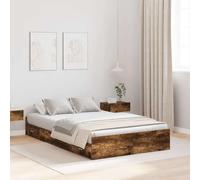 vidaXL Cadre de lit avec Rangement avec tiroir Chêne fumé 120 x 200 cm, Chambre, lit Design Minimaliste, Rangement Pratique, mobilier Contemporain pour Gagner de l'espace