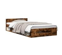 vidaXL Cadre de lit avec Rangement avec tiroir Chêne fumé 80 x 200 cm,
