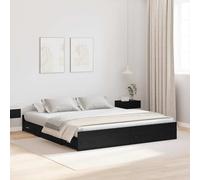 vidaXL Cadre de lit avec Rangement avec tiroir Chêne Noir 200 x 200 cm, Chambre, lit Design Minimaliste, Rangement Pratique, mobilier Contemporain pour Gagner de l'espace