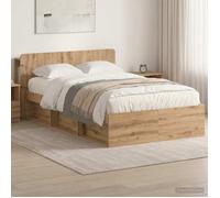 vidaXL Cadre de lit avec rangement tête de lit bois d'ingénierie Chêne artisanal 120 x 190 cm