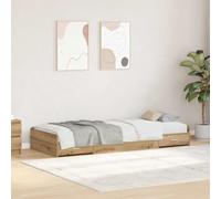 Lit de Rangement en chêne Fait Main 200 x 80 cm en Bois reconstitué avec Un tiroir intégré. Design Moderne, à Monter à Deux. Élégant et Pratique pour Une Chambre Bien rangée.