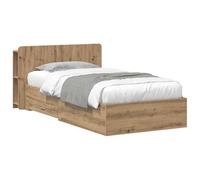 vidaXL Cadre de lit avec Rangement Chêne Artisanal 90 x 190 cm, Cadre de lit Moderne, Rangement Pratique, ajout élégant, Bois ingénieur, Solution Gain de Place