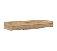 Lit de rangement 200 x 90 cm en chêne fait main, en bois d'ingénierie avec tiroirs intégrés. Design rectangulaire moderne, montage facile pour 2 personnes avec un marteau. Simple à nettoyer, parfait p