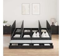 vidaXL Cadre de lit avec Rangement Chêne Noir 180X200 cm Bois d'ingénierie Rangement Spacieux Design Moderne Assemblage Facile Mobilier de Chambre Intérieure Adulte Solution Contemporaine Stylée