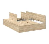 vidaXL Cadre de lit avec Rangement Chêne Sonoma 140 x 190 cm, Chambre Moderne, Cadre de lit en pin, Solution de Rangement Durable, Meuble Fonctionnel et Gain de Place
