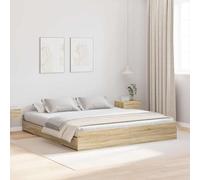 vidaXL Cadre de lit avec Rangement Chêne Sonoma 180 x 200 cm, Chambre, lit Design Minimaliste, Rangement Pratique, mobilier Contemporain pour Gagner de l'espace