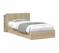 vidaXL Cadre de lit avec Rangement Chêne Sonoma 90 x 190 cm, Chambre Moderne, lit en Bois ingénieux, Design rectangulaire, Rangement Gain de Place, Essentiels Pratiques